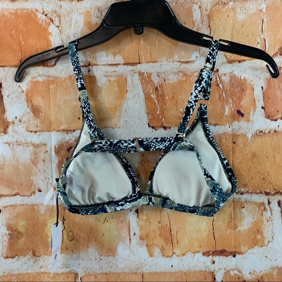 Shade & Shore Blue Snake Print Triangle Bikini Top - Picture 6 of 8